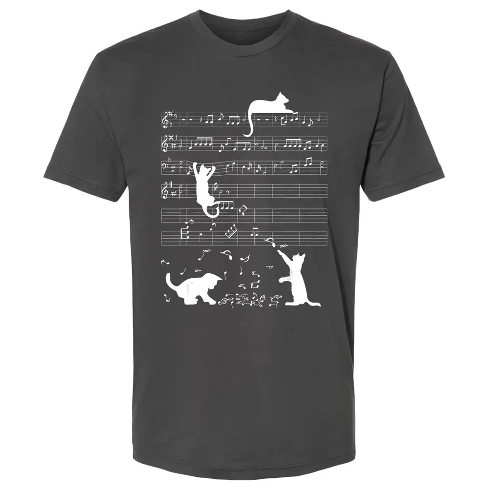 Cute Cat Kitty Playing Music Clef Piano Musician Art Premium Unisex T-shirt - 8