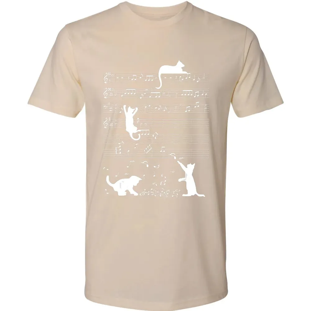Cute Cat Kitty Playing Music Clef Piano Musician Art Premium Unisex T-shirt - 13