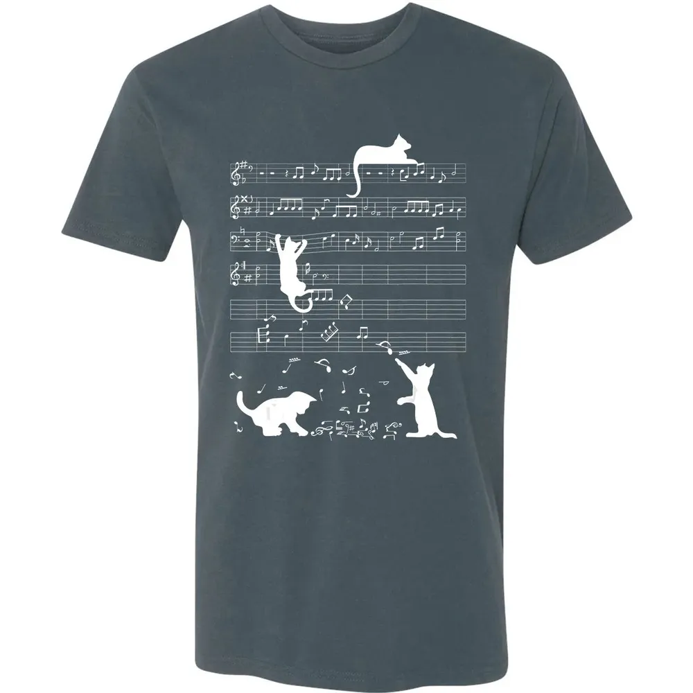 Cute Cat Kitty Playing Music Clef Piano Musician Art Premium Unisex T-shirt - 14