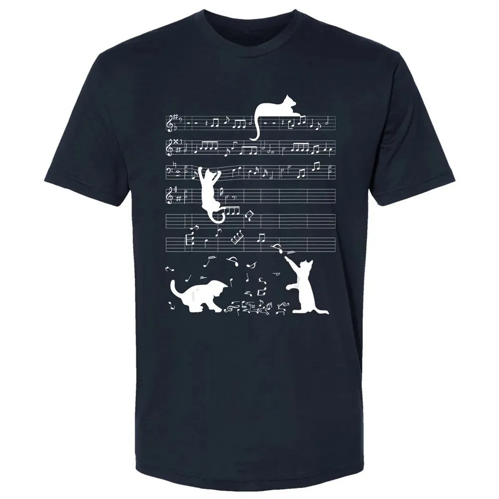 Cute Cat Kitty Playing Music Clef Piano Musician Art Premium Unisex T-shirt - 2