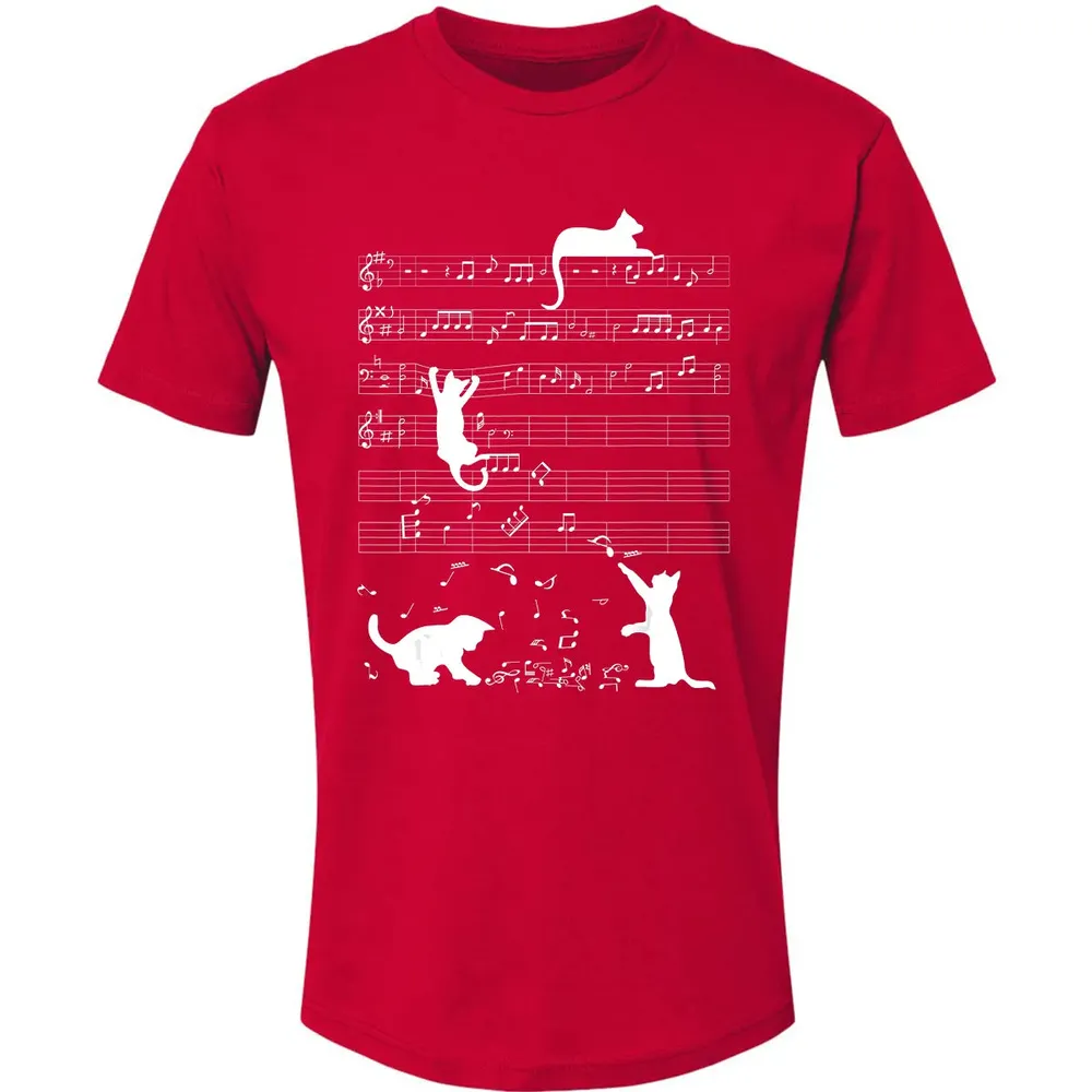 Cute Cat Kitty Playing Music Clef Piano Musician Art Premium Unisex T-shirt - 6