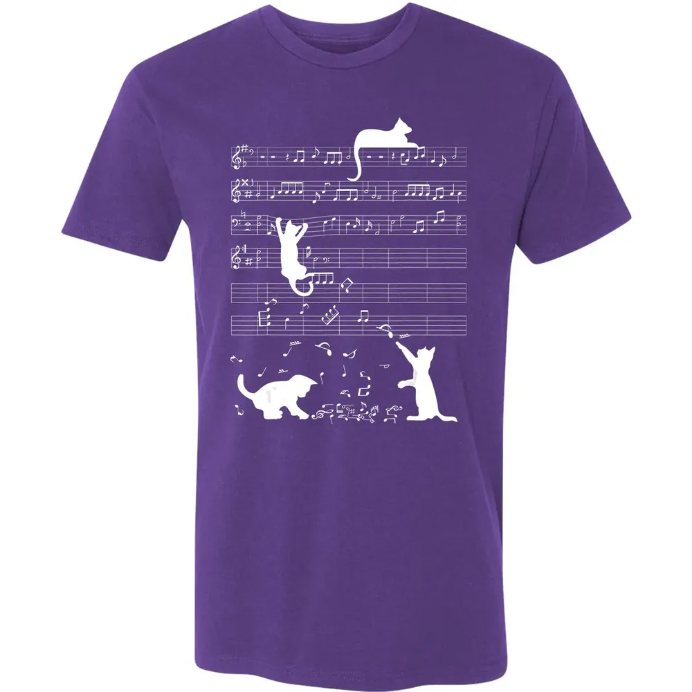 Cute Cat Kitty Playing Music Clef Piano Musician Art Premium Unisex T-shirt - 7