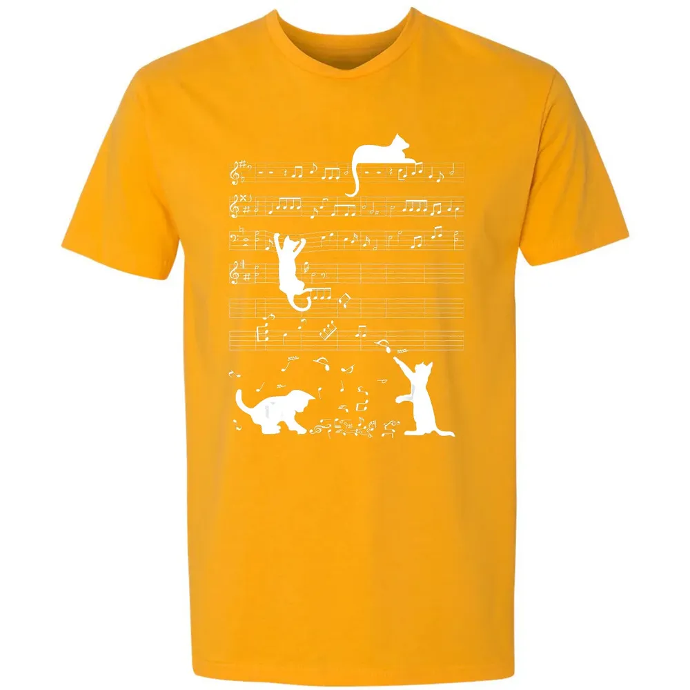 Cute Cat Kitty Playing Music Clef Piano Musician Art Premium Unisex T-shirt - 11