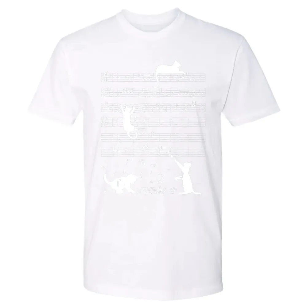 Cute Cat Kitty Playing Music Clef Piano Musician Art Premium Unisex T-shirt - 4