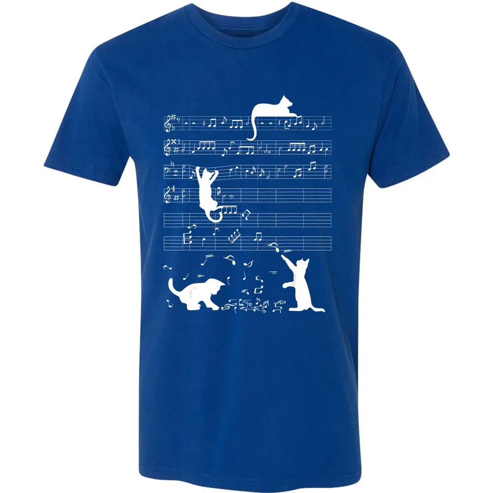 Cute Cat Kitty Playing Music Clef Piano Musician Art Premium Unisex T-shirt - 10