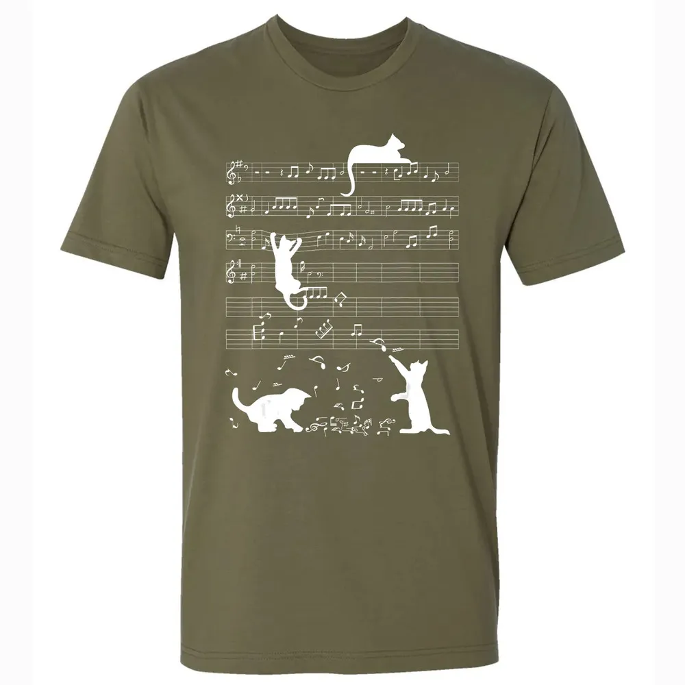 Cute Cat Kitty Playing Music Clef Piano Musician Art Premium Unisex T-shirt - 5
