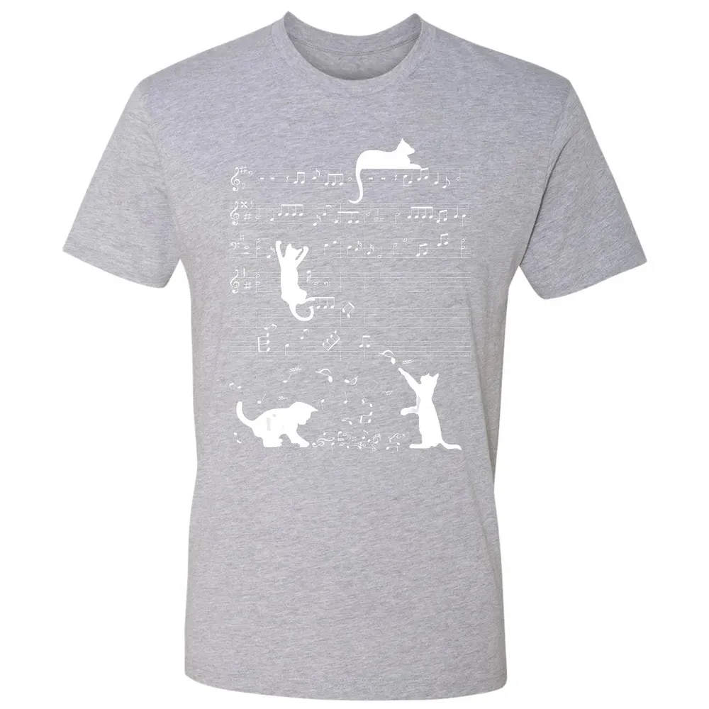Cute Cat Kitty Playing Music Clef Piano Musician Art Premium Unisex T-shirt - 9