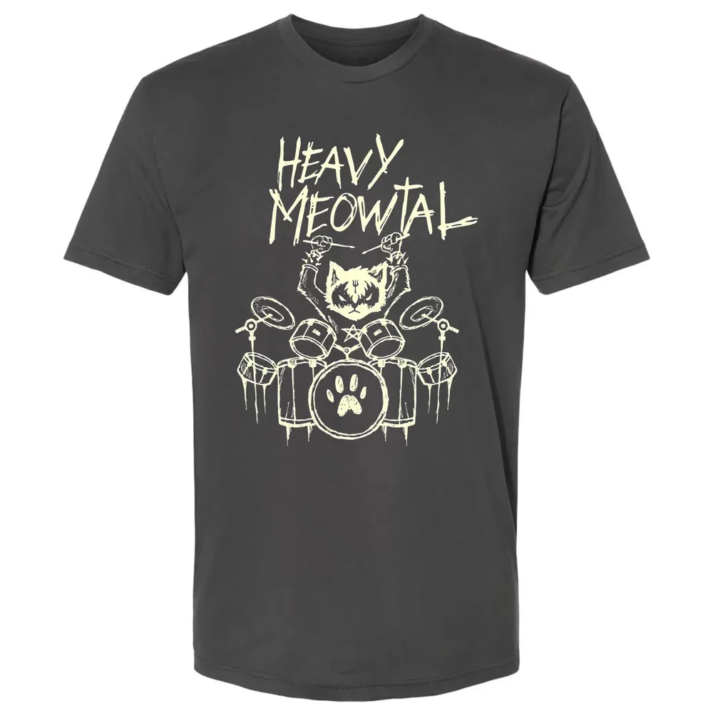 Heavy Metal Headbanger Gift Drummer Cat Playing Drum Meowtal Premium Unisex T-shirt - 8