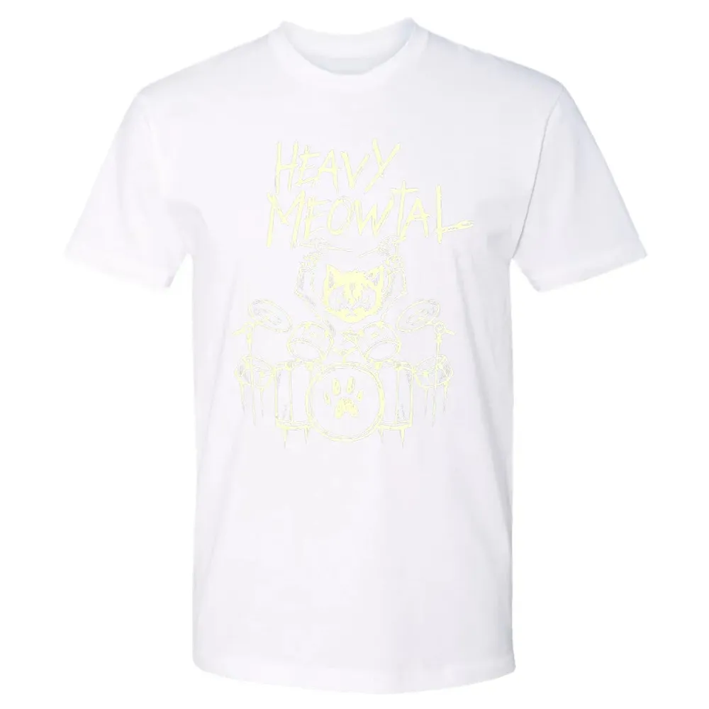 Heavy Metal Headbanger Gift Drummer Cat Playing Drum Meowtal Premium Unisex T-shirt - 4