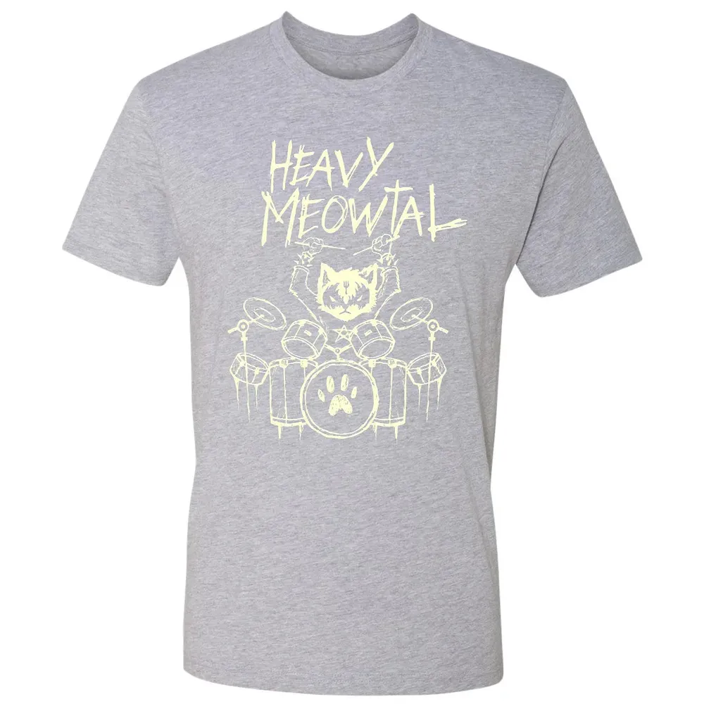 Heavy Metal Headbanger Gift Drummer Cat Playing Drum Meowtal Premium Unisex T-shirt - 9