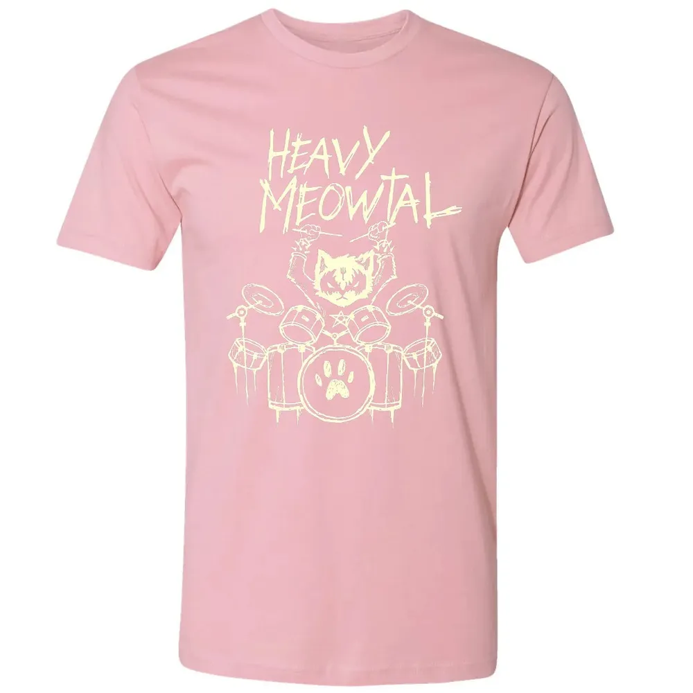 Heavy Metal Headbanger Gift Drummer Cat Playing Drum Meowtal Premium Unisex T-shirt - 3