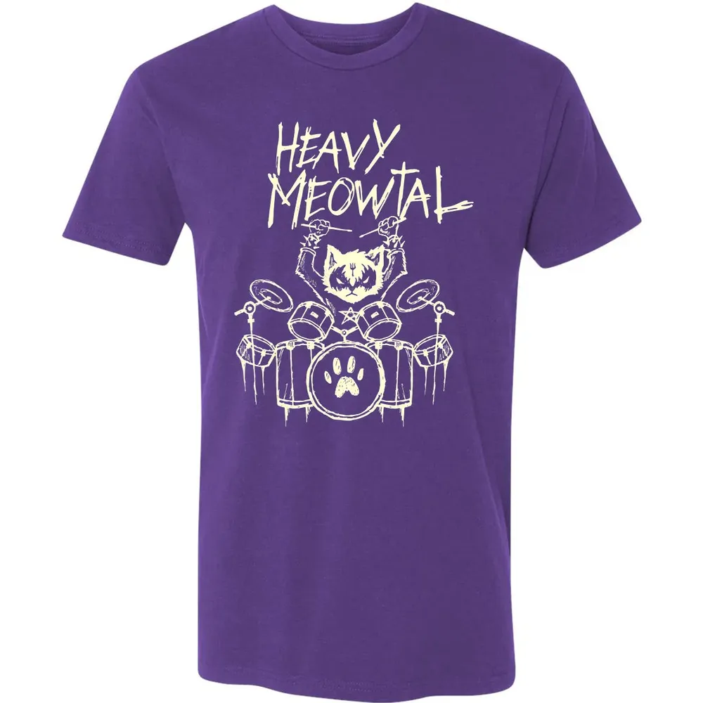 Heavy Metal Headbanger Gift Drummer Cat Playing Drum Meowtal Premium Unisex T-shirt - 7