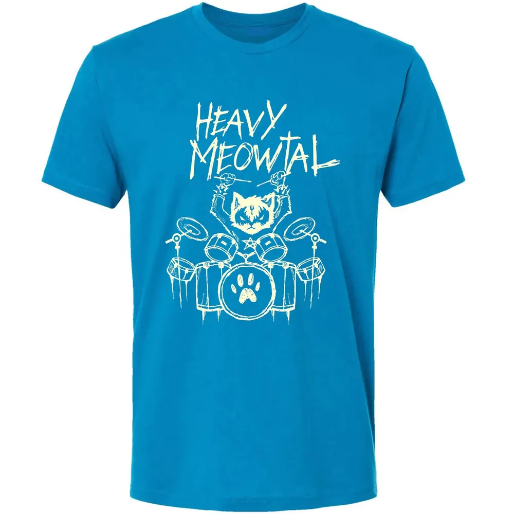 Heavy Metal Headbanger Gift Drummer Cat Playing Drum Meowtal Premium Unisex T-shirt - 15