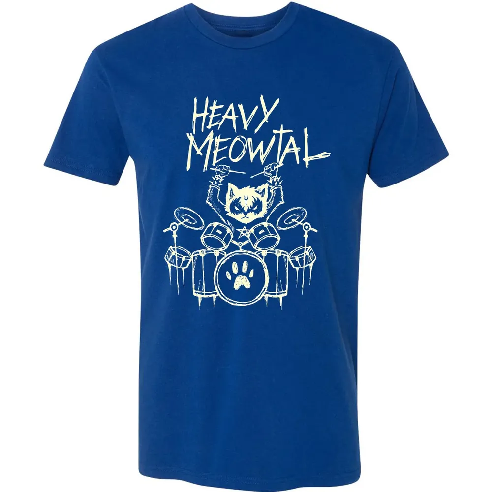 Heavy Metal Headbanger Gift Drummer Cat Playing Drum Meowtal Premium Unisex T-shirt - 10