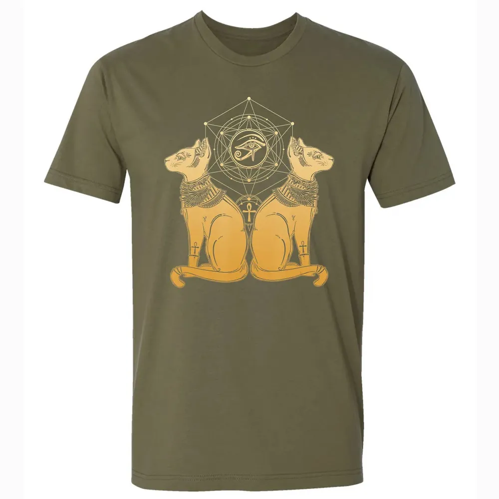 Egyptian Cat Goddess Bastet Sphinx Eye Of Ra Premium Unisex T-shirt - 5