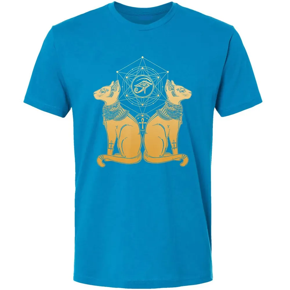 Egyptian Cat Goddess Bastet Sphinx Eye Of Ra Premium Unisex T-shirt - 15