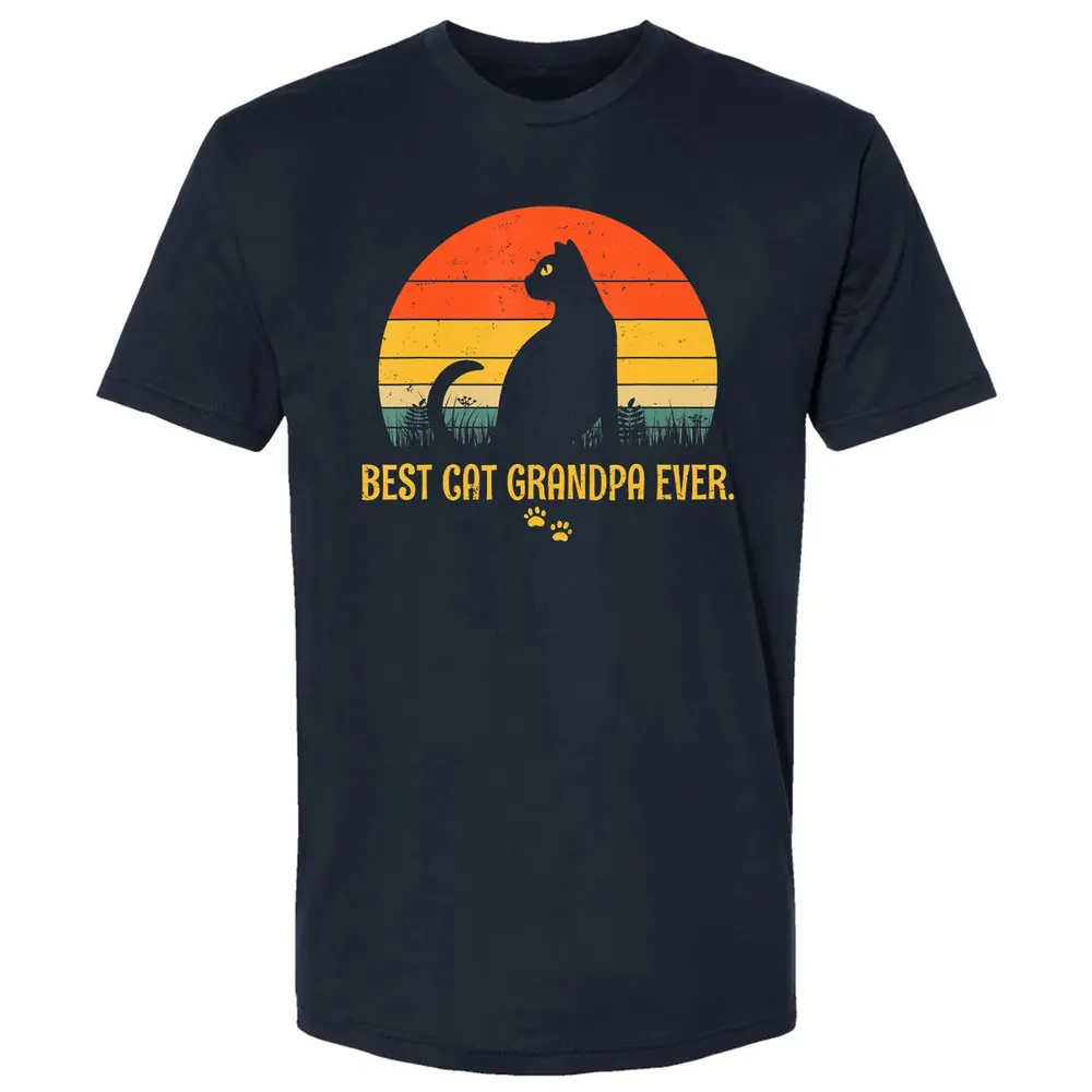 Vintage Best Cat Grandpa Ever Gift Cat Lovers Premium Unisex T-shirt - 2