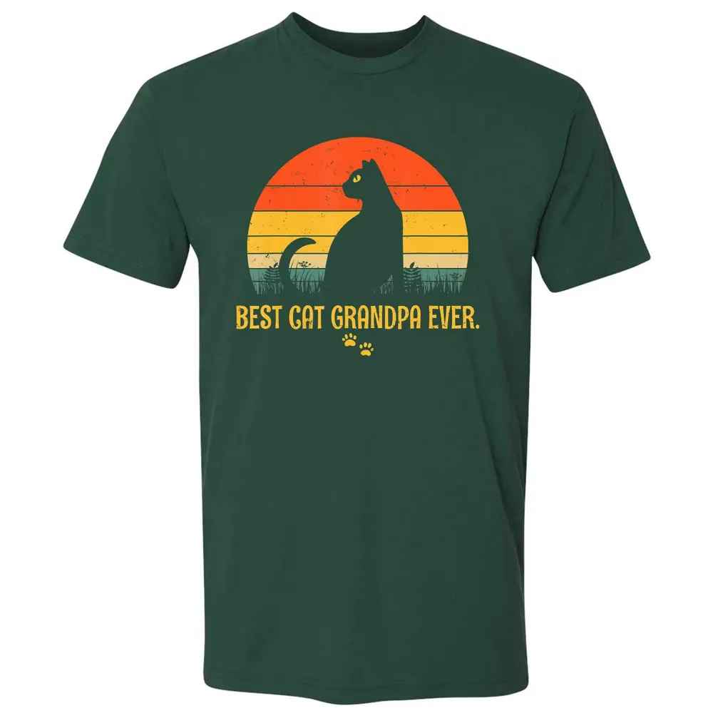 Vintage Best Cat Grandpa Ever Gift Cat Lovers Premium Unisex T-shirt - 12