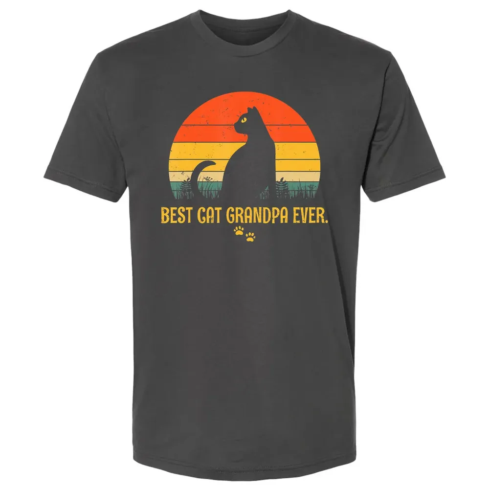 Vintage Best Cat Grandpa Ever Gift Cat Lovers Premium Unisex T-shirt - 8