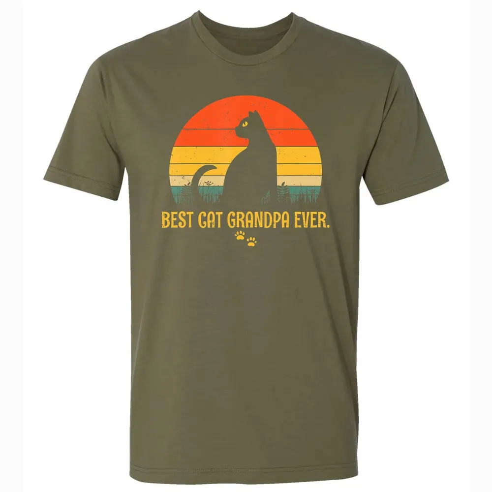 Vintage Best Cat Grandpa Ever Gift Cat Lovers Premium Unisex T-shirt - 5