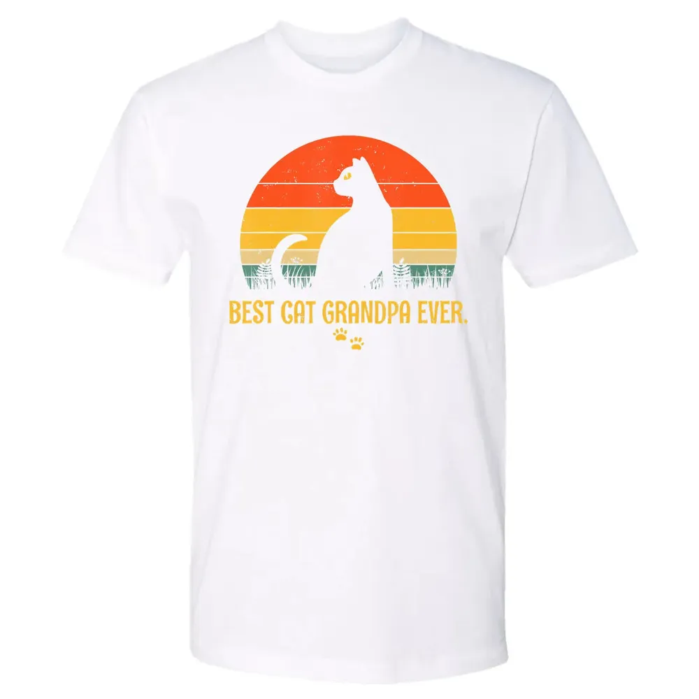 Vintage Best Cat Grandpa Ever Gift Cat Lovers Premium Unisex T-shirt - 4