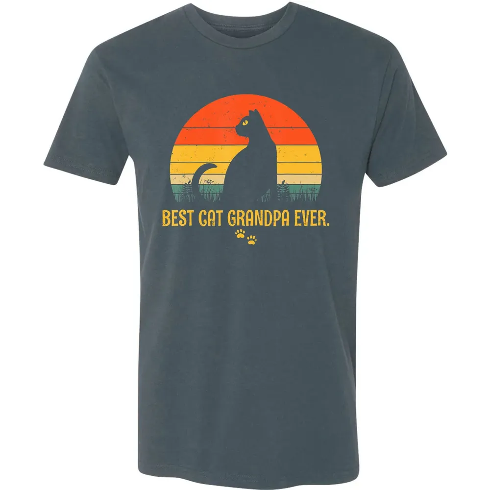 Vintage Best Cat Grandpa Ever Gift Cat Lovers Premium Unisex T-shirt - 14
