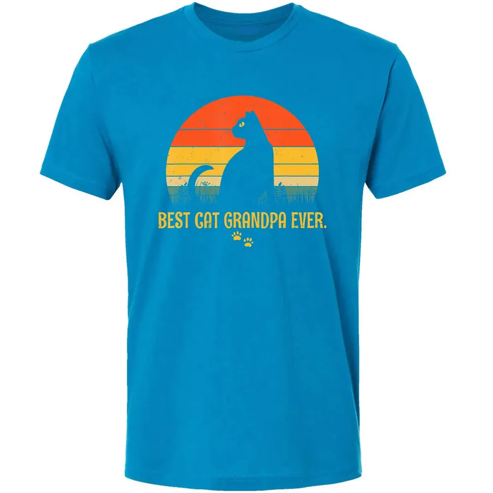 Vintage Best Cat Grandpa Ever Gift Cat Lovers Premium Unisex T-shirt - 15