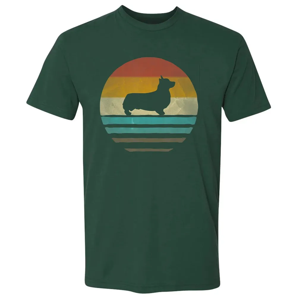 Corgi Dog Retro Vintage 60s 70s Silhouette Breed Funny Gift Premium Unisex T-shirt - 12