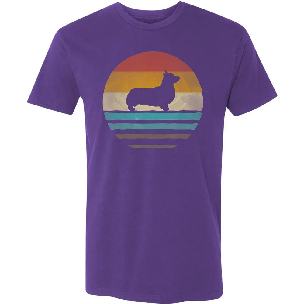 Corgi Dog Retro Vintage 60s 70s Silhouette Breed Funny Gift Premium Unisex T-shirt - 7