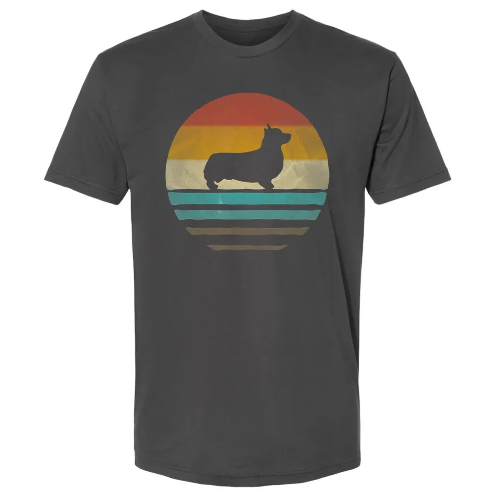 Corgi Dog Retro Vintage 60s 70s Silhouette Breed Funny Gift Premium Unisex T-shirt - 8
