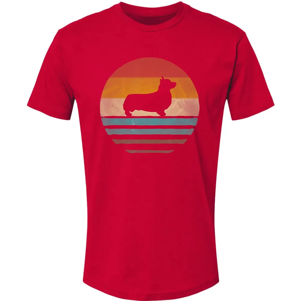 Corgi Dog Retro Vintage 60s 70s Silhouette Breed Funny Gift Premium Unisex T-shirt - 6