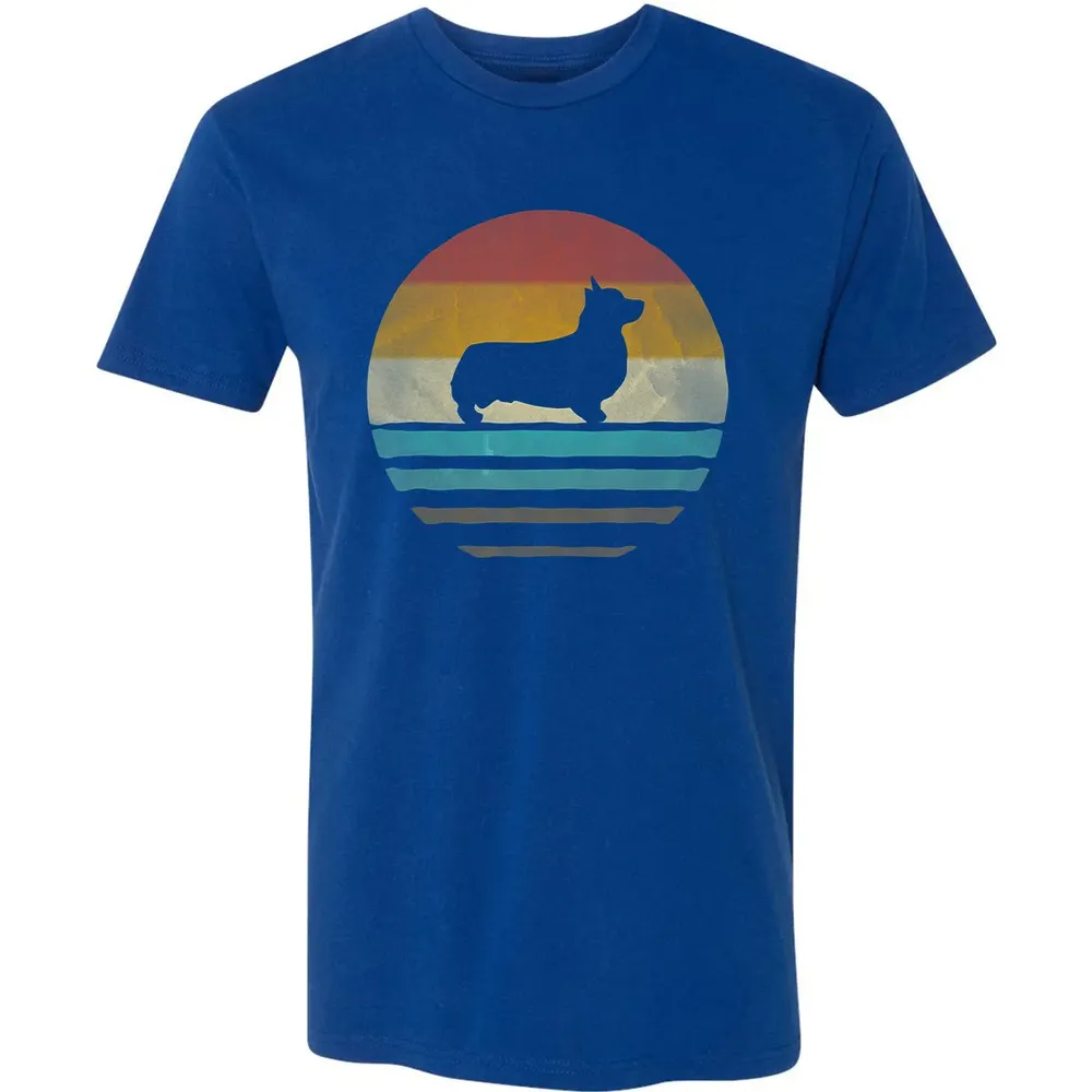 Corgi Dog Retro Vintage 60s 70s Silhouette Breed Funny Gift Premium Unisex T-shirt - 10
