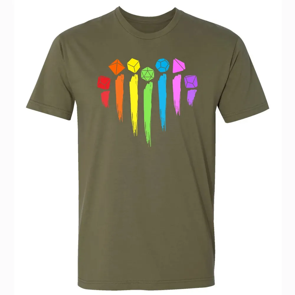 Dice Rainbow Heart Shape Premium Unisex T-shirt - 5