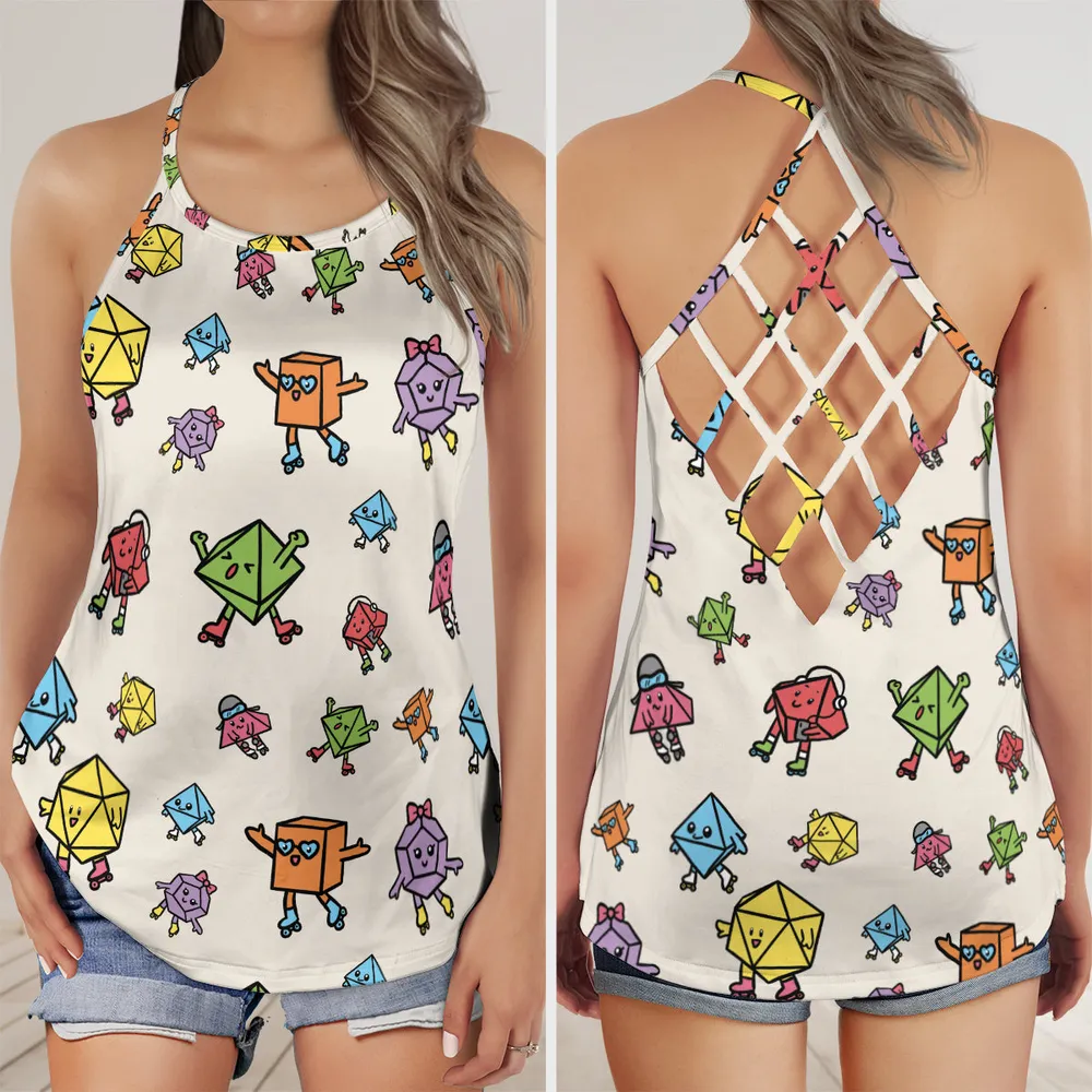 Rollerskating Dice Criss Cross Tank Top - 1