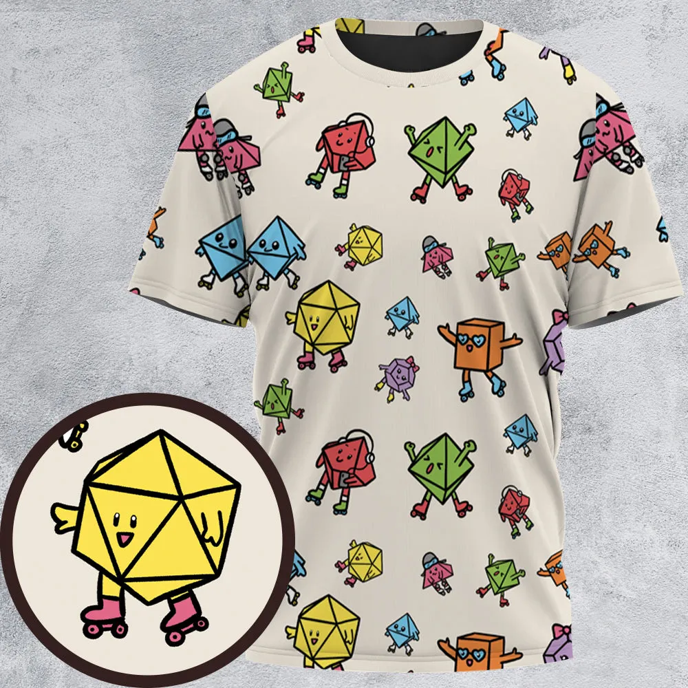 Rollerskating Dice All-Over Print Unisex T-Shirt - 2