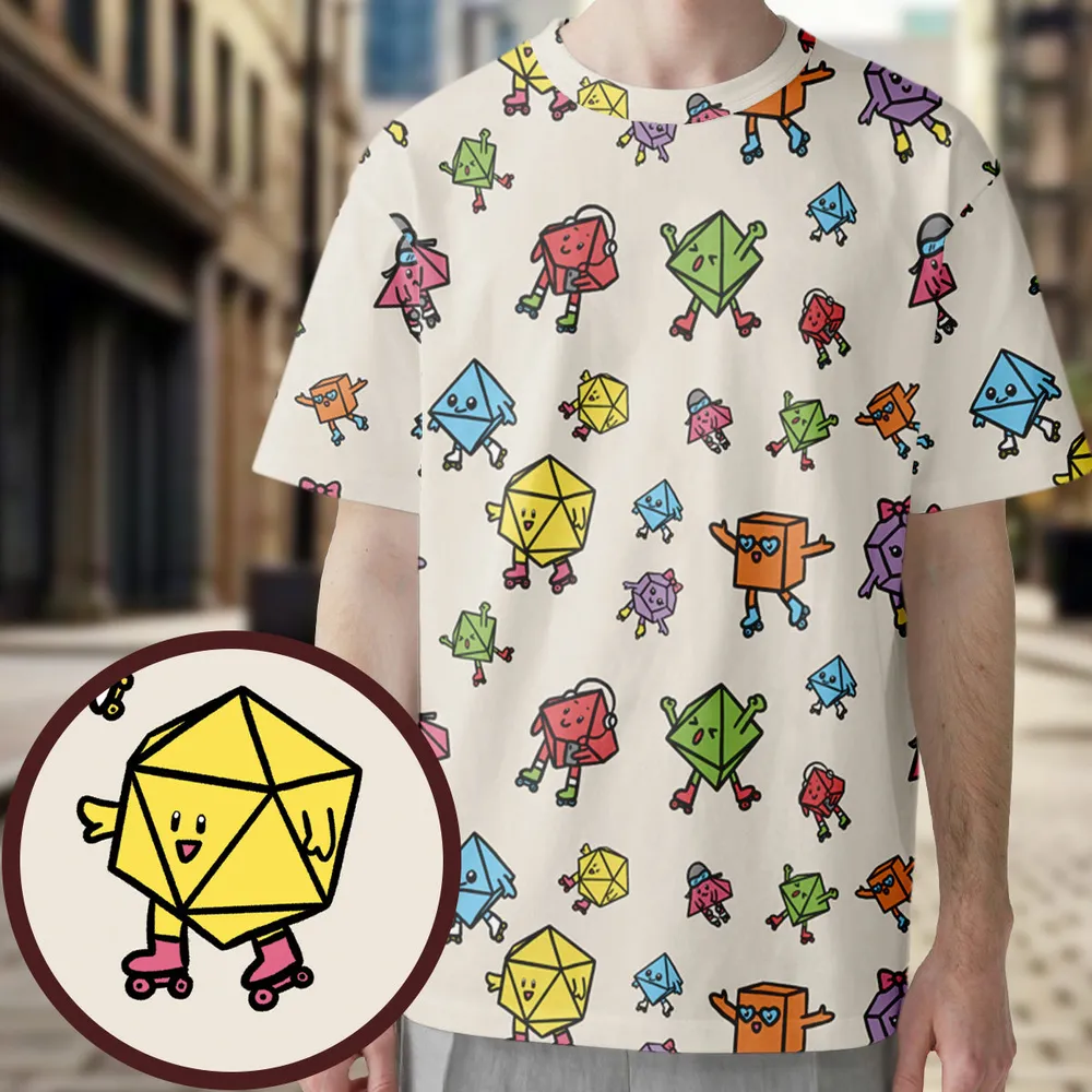 Rollerskating Dice All-Over Print Unisex T-Shirt - 1