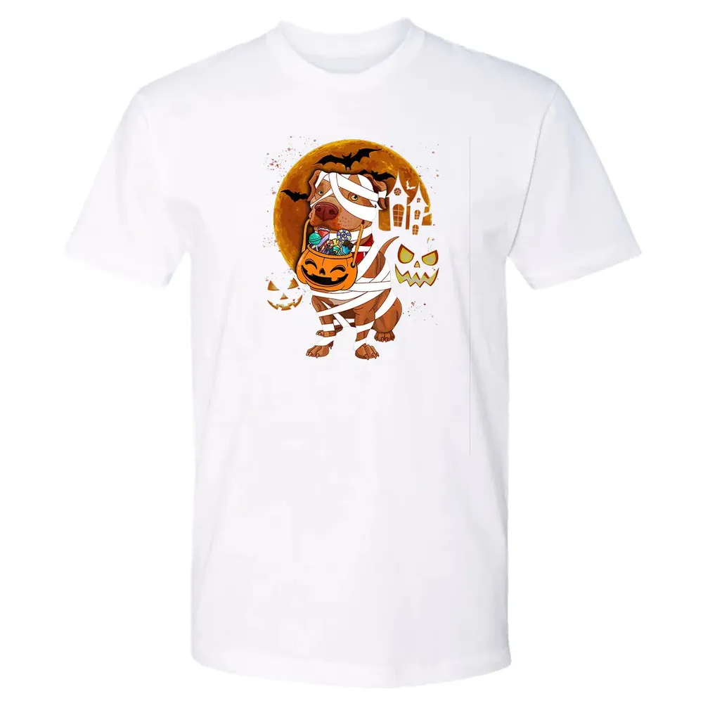 Funny Pitbull Halloween Mummy Boo Dog Premium Unisex T-shirt - 4