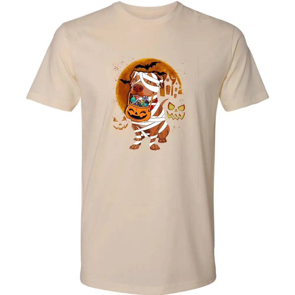 Funny Pitbull Halloween Mummy Boo Dog Premium Unisex T-shirt - 13
