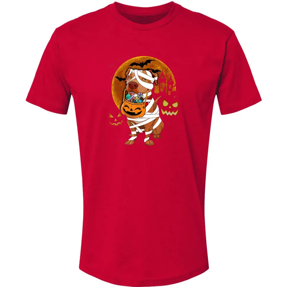 Funny Pitbull Halloween Mummy Boo Dog Premium Unisex T-shirt - 6