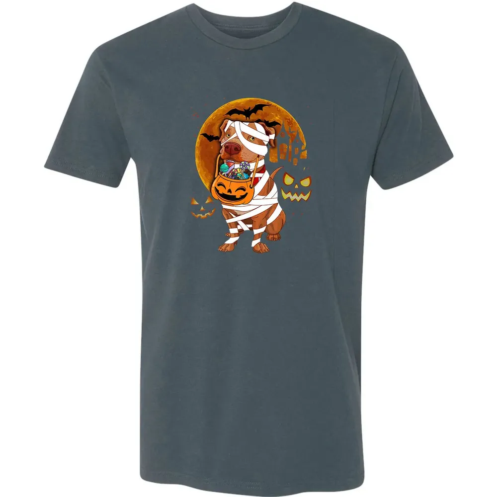 Funny Pitbull Halloween Mummy Boo Dog Premium Unisex T-shirt - 14