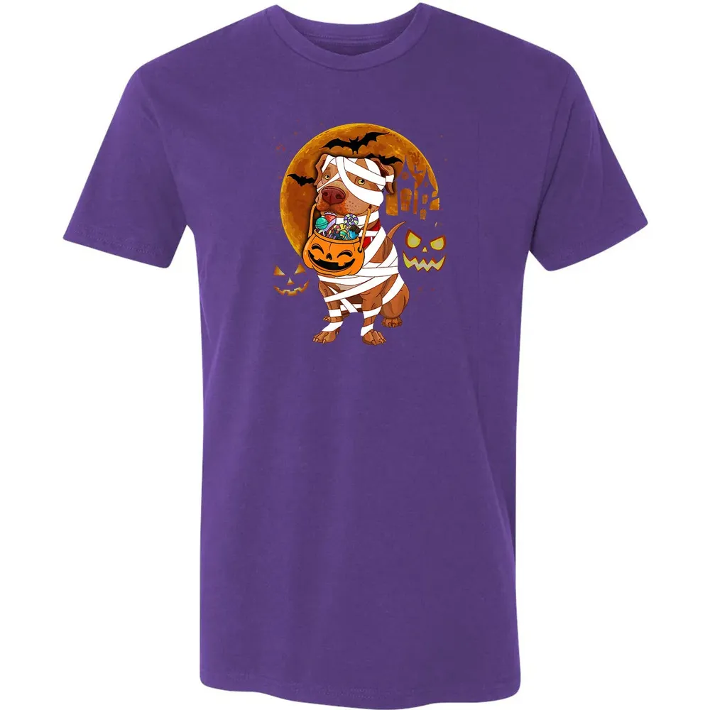 Funny Pitbull Halloween Mummy Boo Dog Premium Unisex T-shirt - 7