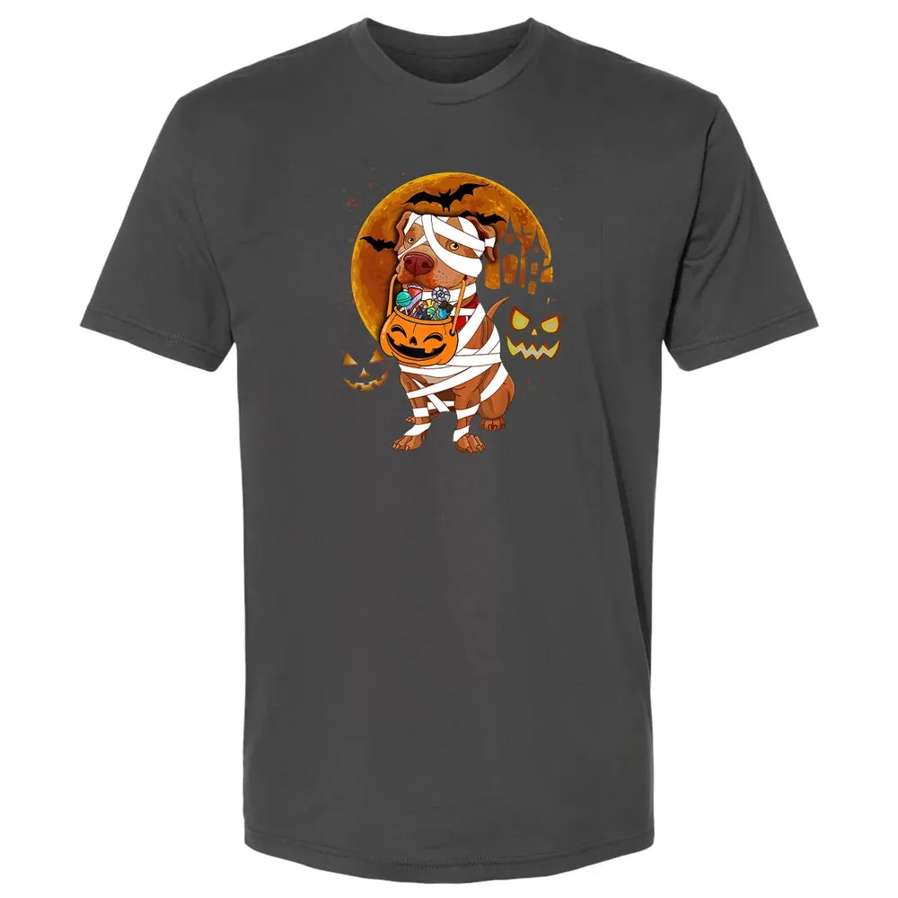 Funny Pitbull Halloween Mummy Boo Dog Premium Unisex T-shirt - 8