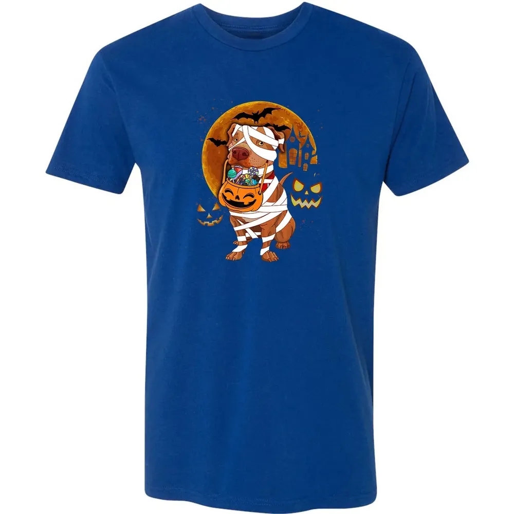 Funny Pitbull Halloween Mummy Boo Dog Premium Unisex T-shirt - 10