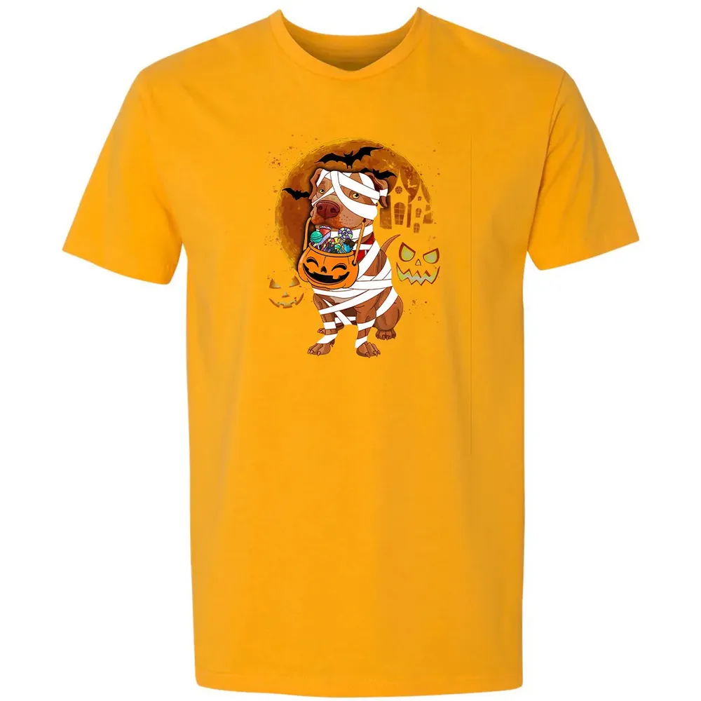 Funny Pitbull Halloween Mummy Boo Dog Premium Unisex T-shirt - 11