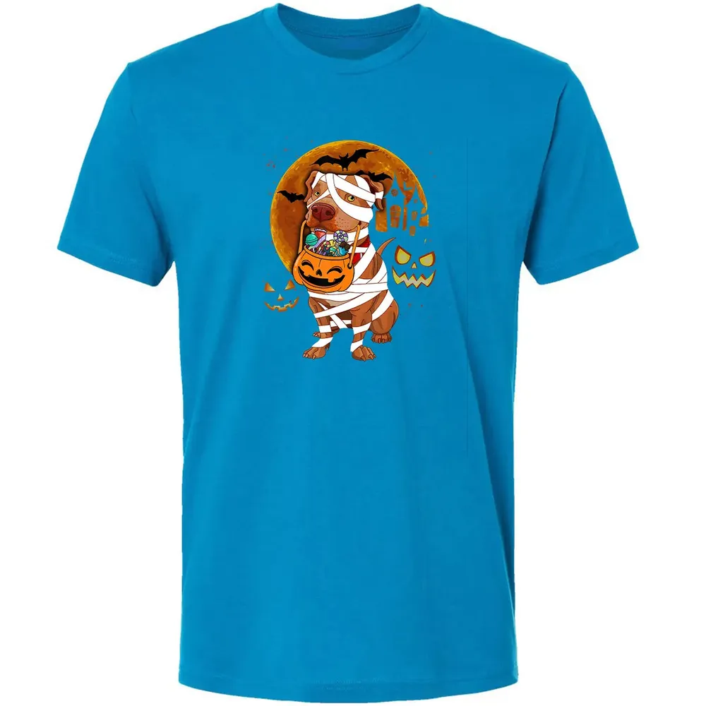 Funny Pitbull Halloween Mummy Boo Dog Premium Unisex T-shirt - 15
