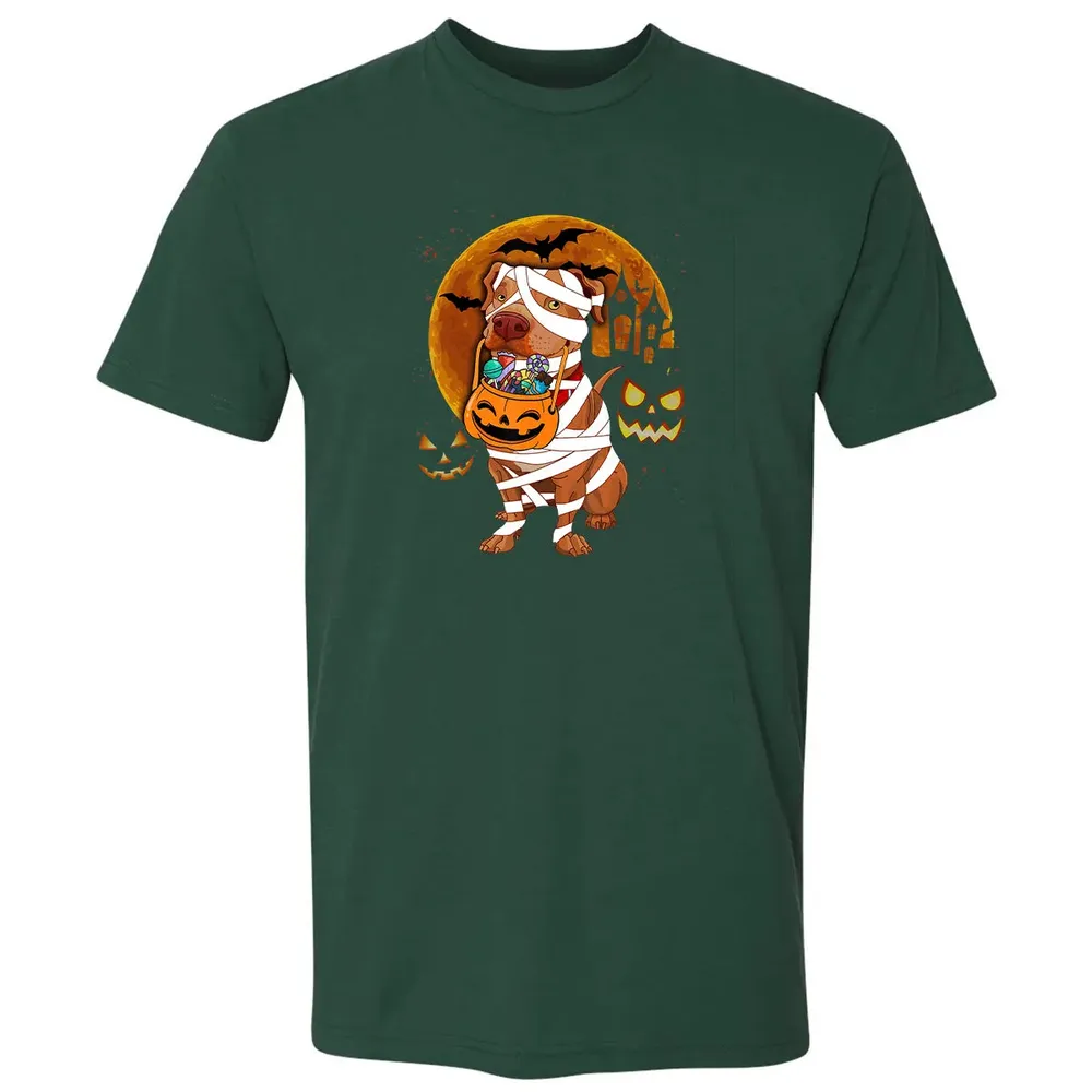Funny Pitbull Halloween Mummy Boo Dog Premium Unisex T-shirt - 12