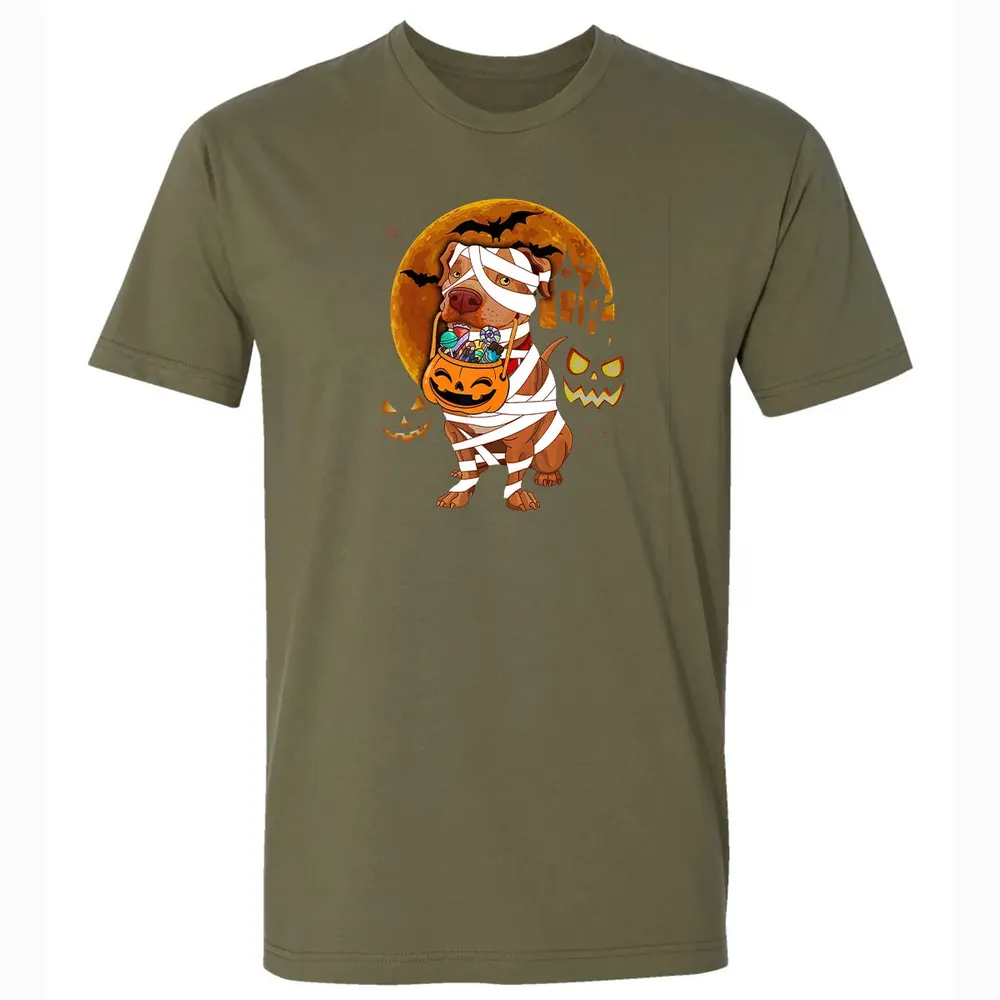 Funny Pitbull Halloween Mummy Boo Dog Premium Unisex T-shirt - 5