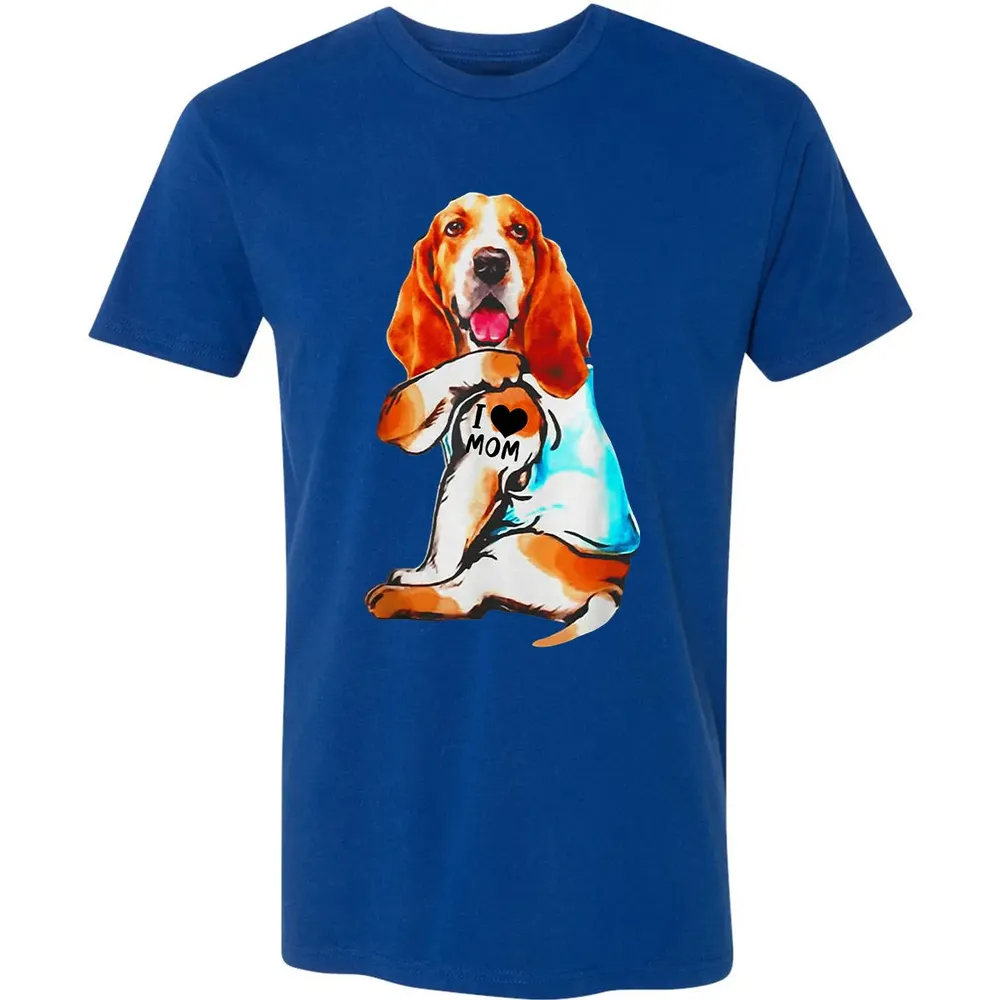 Basset Hound Dog I Love Mom Tattoo Premium Unisex T-shirt - 10
