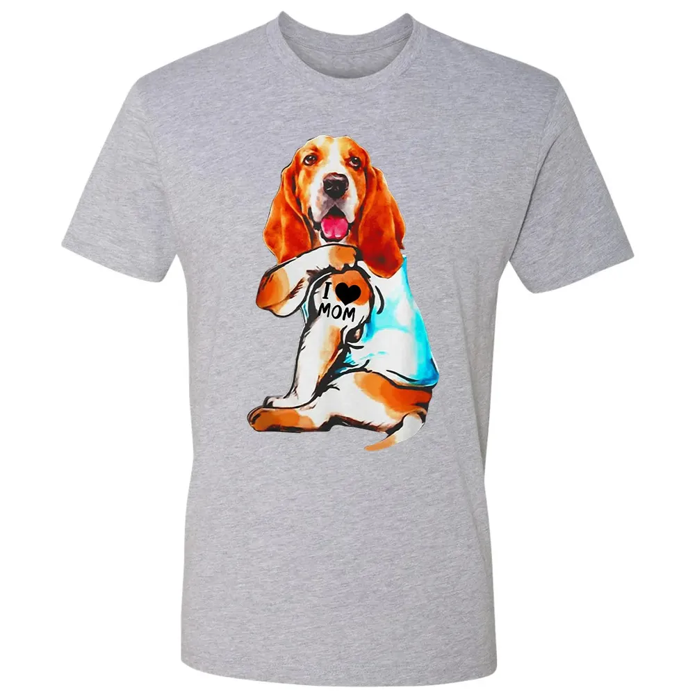 Basset Hound Dog I Love Mom Tattoo Premium Unisex T-shirt - 9