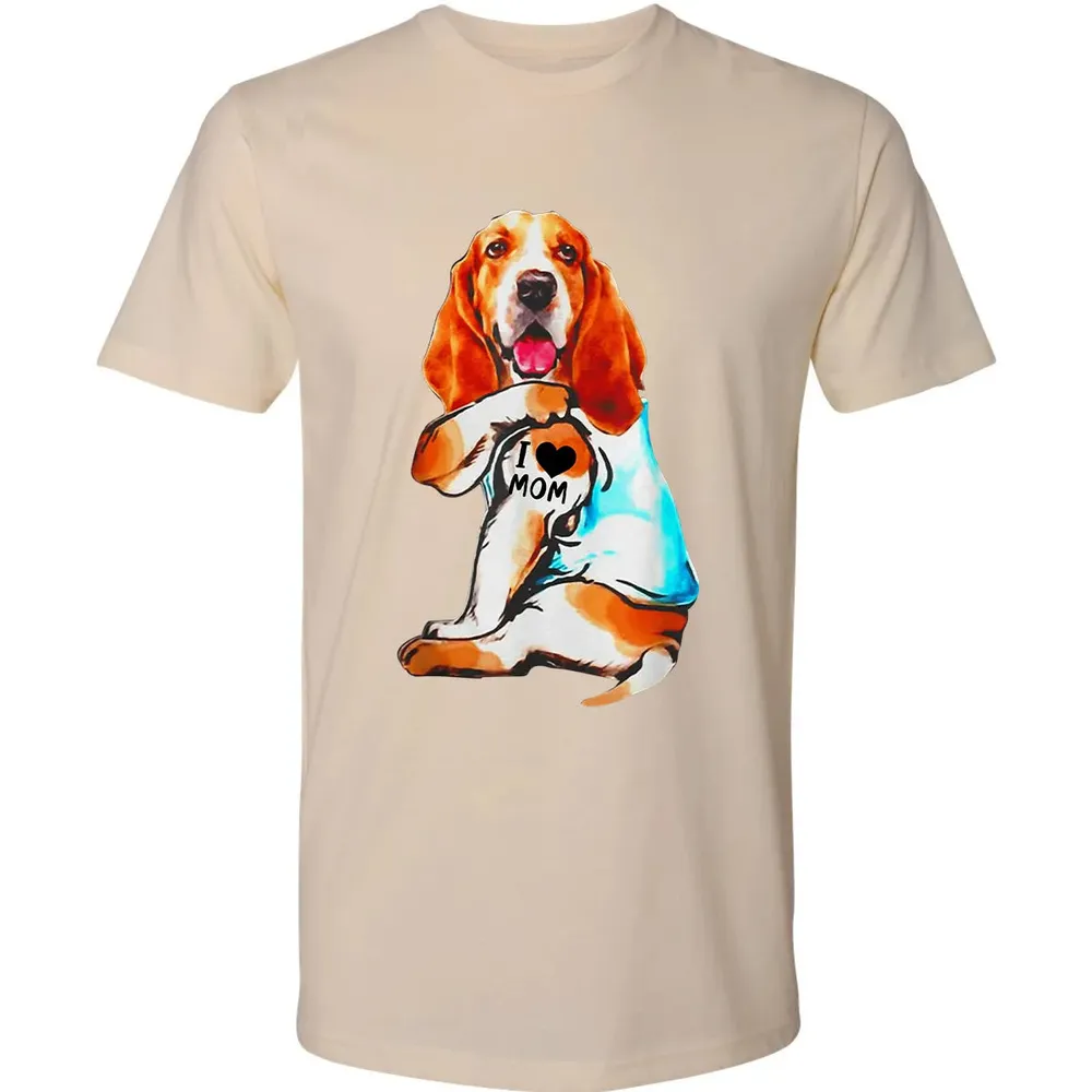 Basset Hound Dog I Love Mom Tattoo Premium Unisex T-shirt - 13